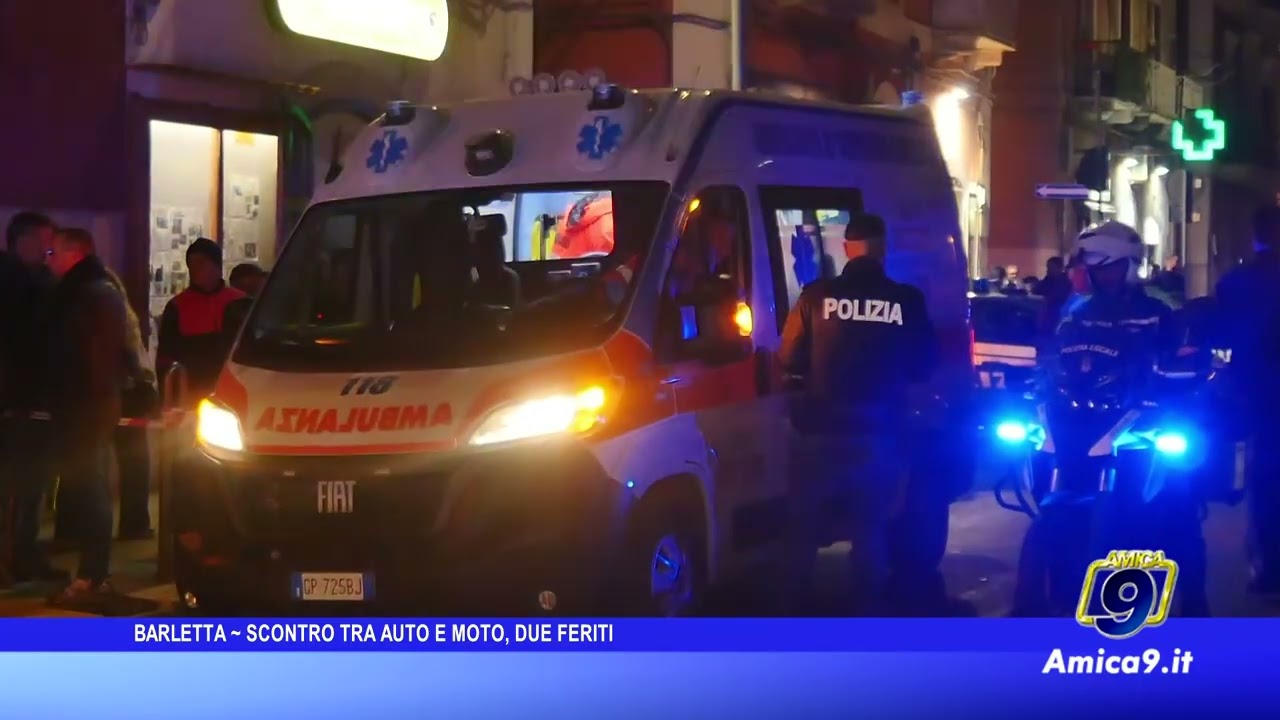 Barletta - Scontro tra auto e moto, due feriti