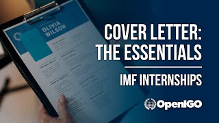 IMF Internship Cover Letter: The Essentials