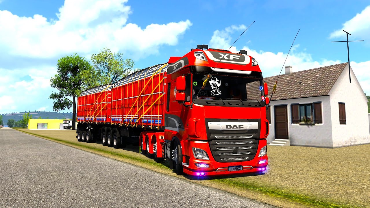 Daf XF106 530CV Euro6 BR Escap Direto Bitrem Guerra Curto Madeira Serrada (40 t) Ets2 1.54