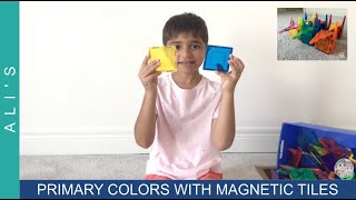 Primary colors and secondary colors using magnetic tiles | science experiment