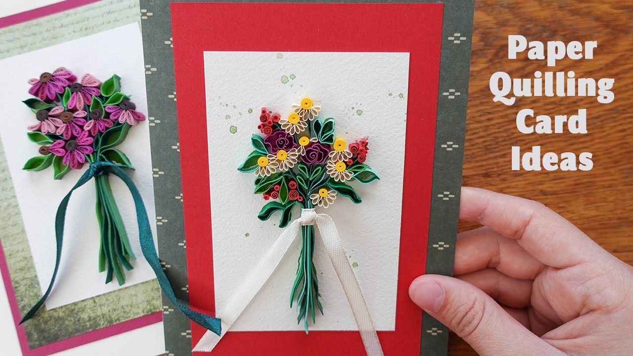 Two Paper Quilling Bouquet Cards DIY Crafts Ideas YouTube
