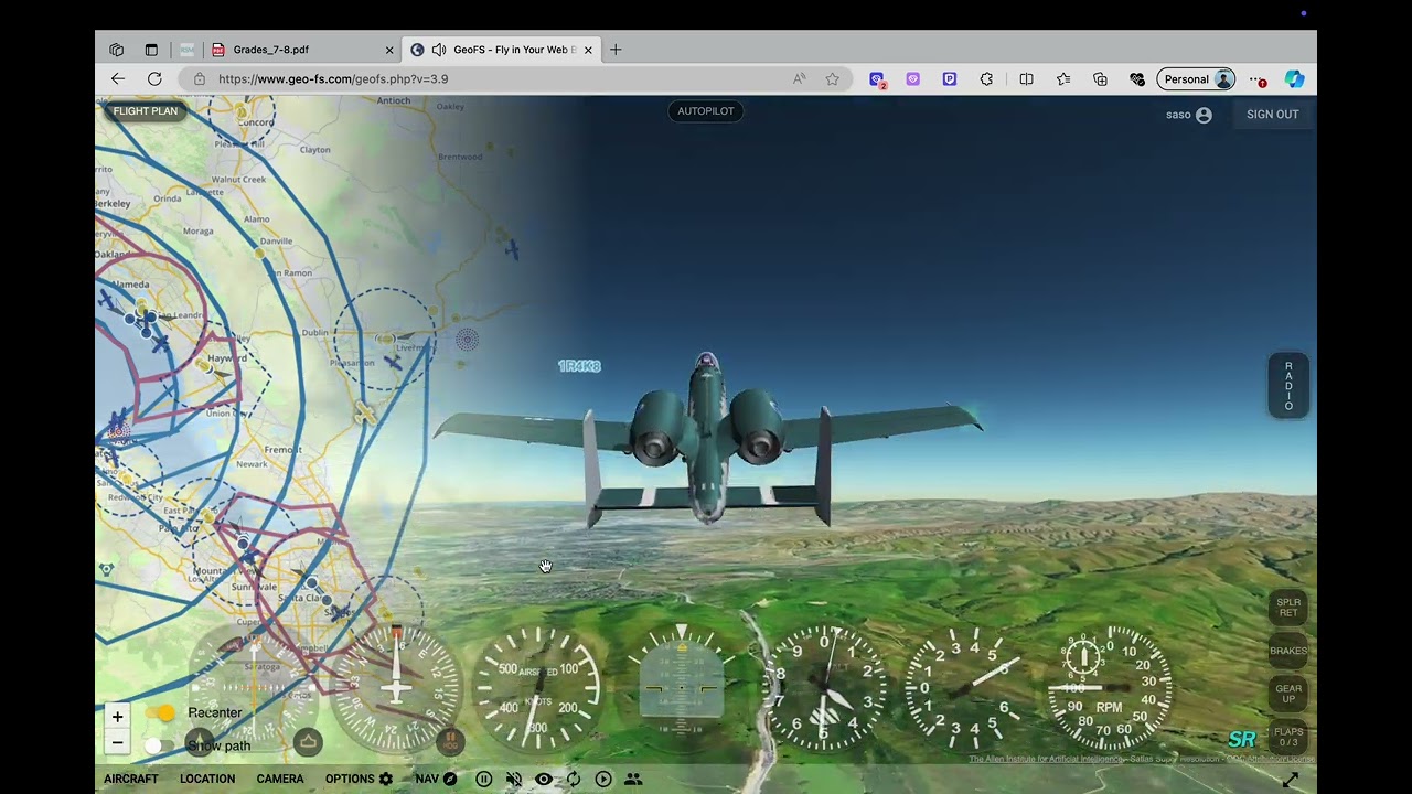 Flying over Fremont, CA and landing at Livermore Airport (GeoFS)