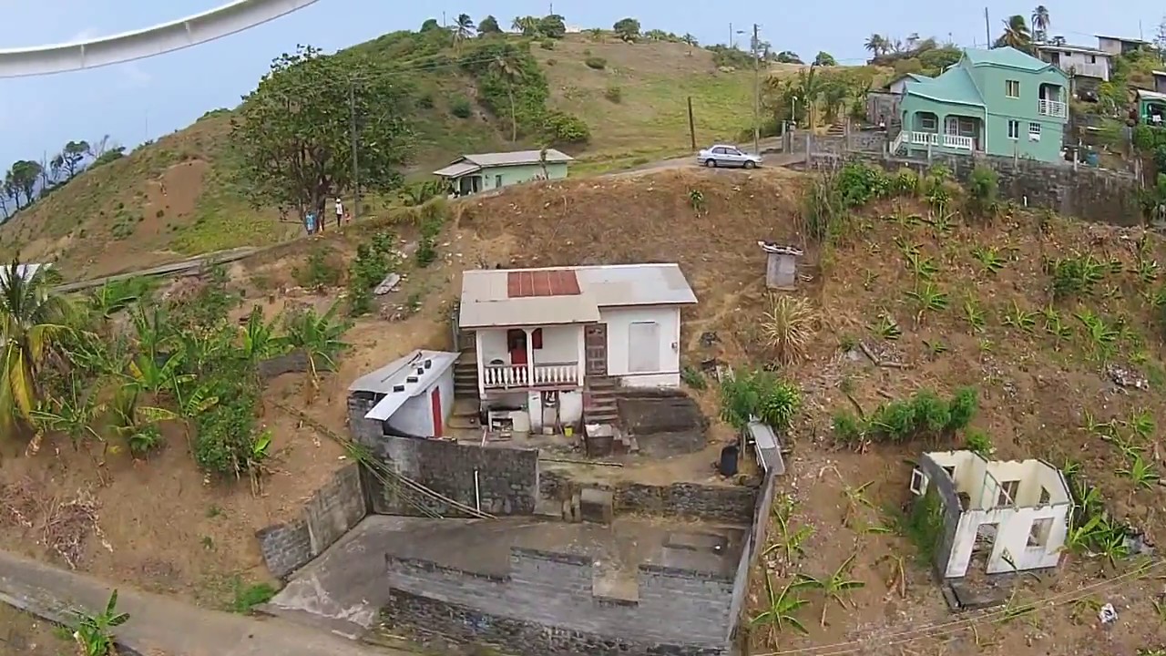 Aerial view of Mt Grenan Village, St Vincent in the Caribbean
