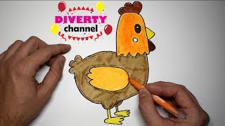 Cómo Dibujar Y Colorear Una Gallina Fácil - Dibujos Para Niños Diverty Channel