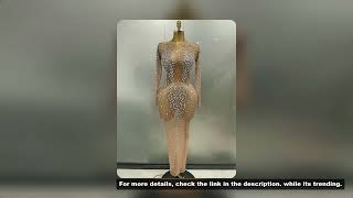 Sexy Shinny Rhinestone Stretch Mesh Transparent Long Dress 2025New Women Evening Birt ay Party Prom