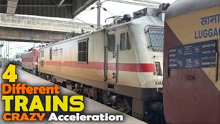 FOUR Different TRAINS Crazy Acceleration | Vande Bharat   Amrit Bharat   SF and Mail Express | I R