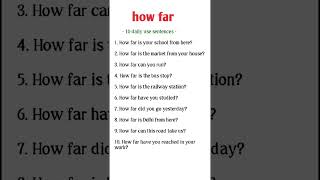 How far / spoken English / one day learning #viralshorts