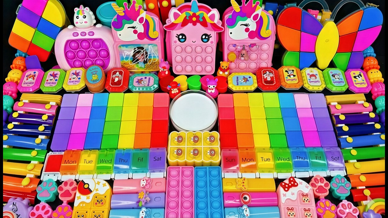 🌈 مزج السلايم المريح ASMR 🌈🦄 يونيكورن قوس قزح ماي ليتل بوني ضد السلايم اللامع | مزج عشوائي للسلايم