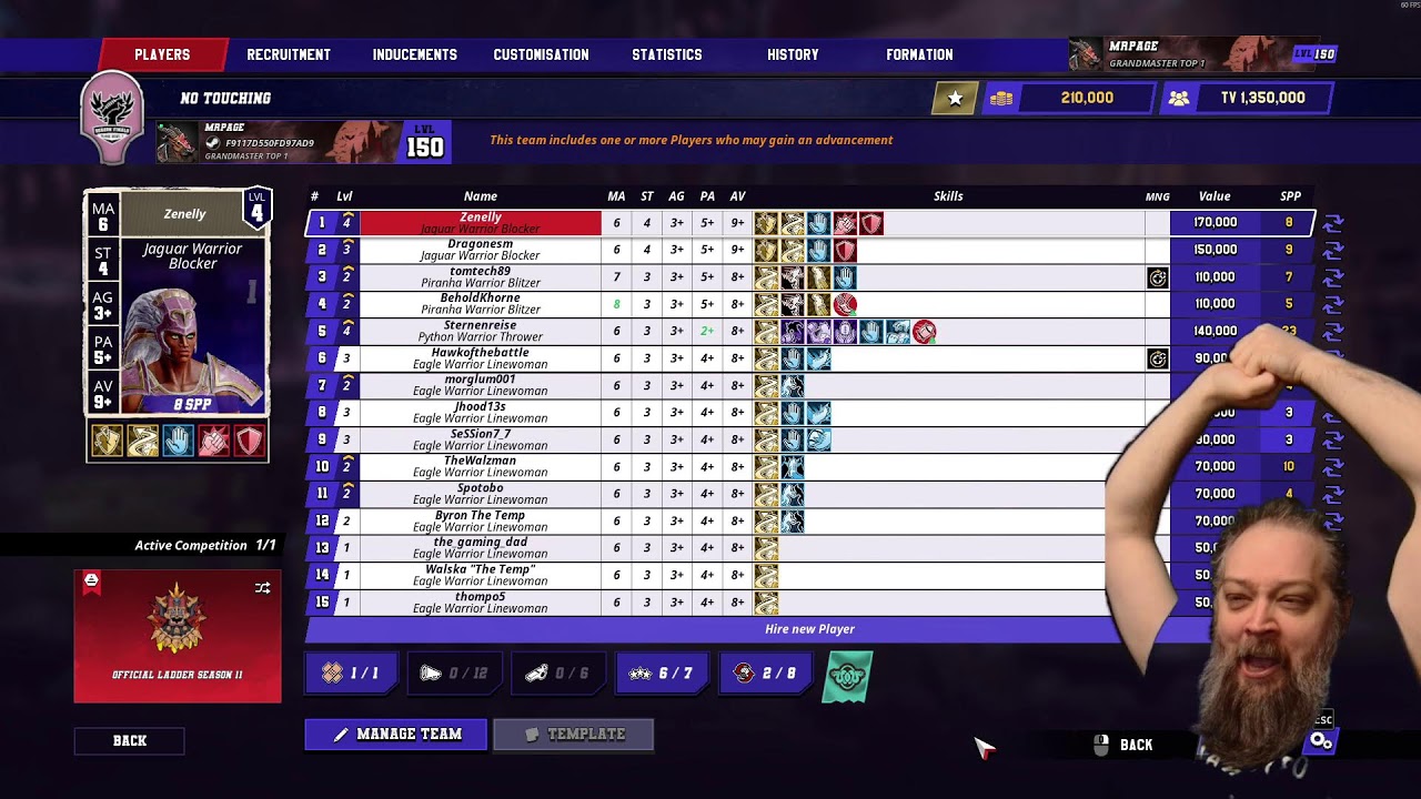 🩸🏈BLOOD BOWL 3 🩸🏈🩸🏈#1 RANKED COACH!!! Amazons now have 11 leveled players!  LIVE GAMEPLAY