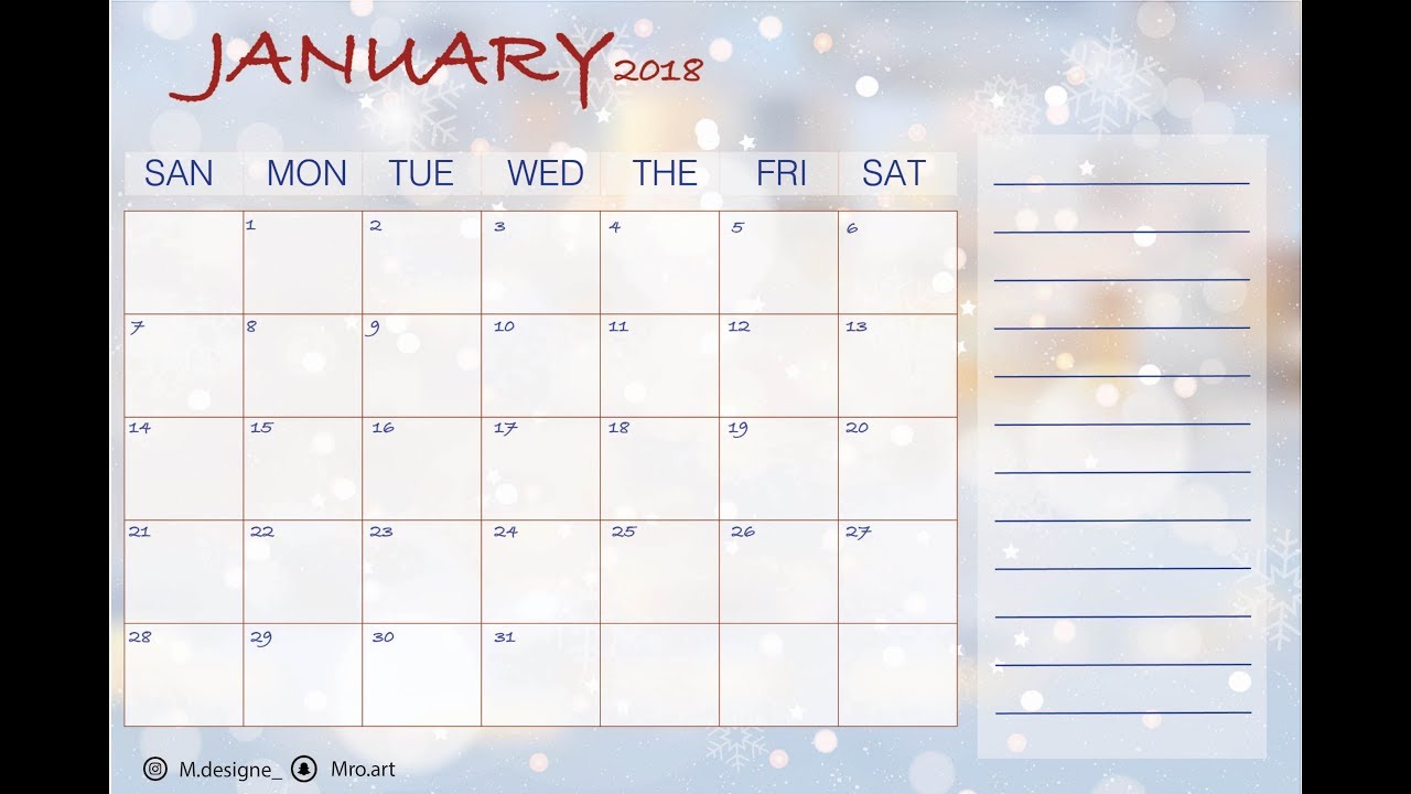 FREE " JAN 2018 " calendar !!