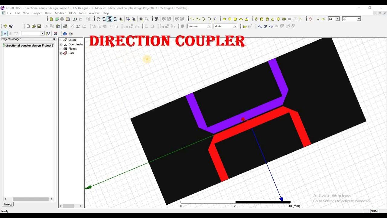 directional coupler design results 1×2 operating at 0.8GHz,0.9GHz,2