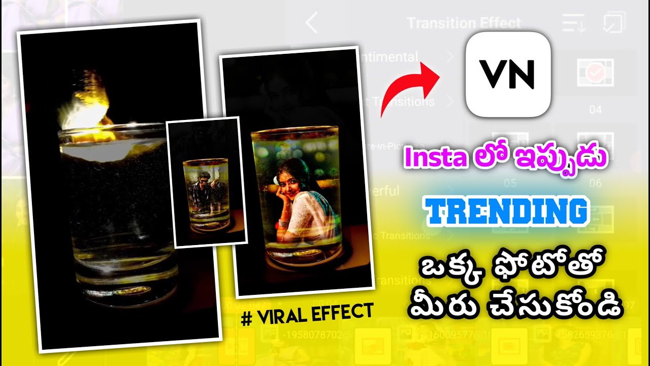 Instagram Trending Turmeric Glass Yellow Photo Reveal Editing in VN Editor Telugu