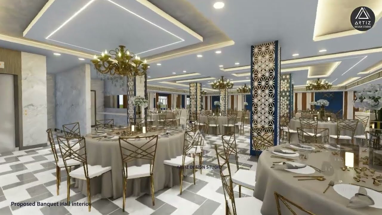 55 x 80 ft  Banquet Hall Interior | Marriage Hall Design| 