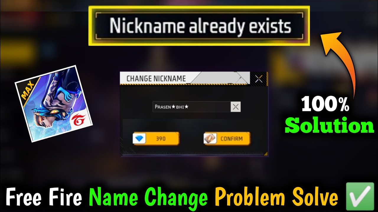 Free Fire Nickname Already Exists Problem | Free Fire Mein Name Change Nahi Ho Raha