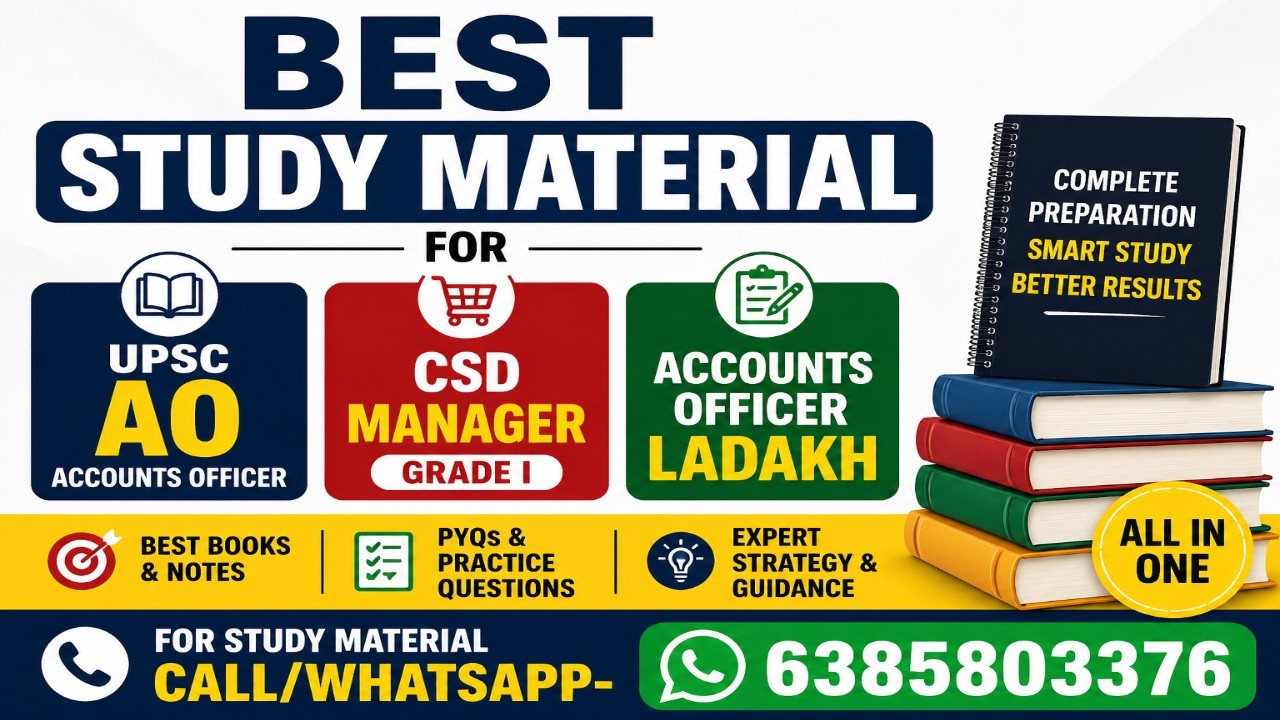 🔥 Best Study Material for UPSC AO, CSD Manager & Ladakh Accounts ...