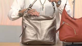 B. Makowsky Zip Top Leather Hobo Bag with Zipper Pockets with Amy Stran