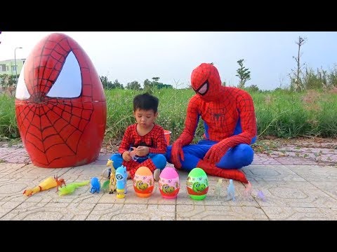 Trứng Khổng Lồ Siêu Nhân Người Nhện Đồ Chơi Trẻ Em – Giant Spiderman Surprise Egg Toys for Kids