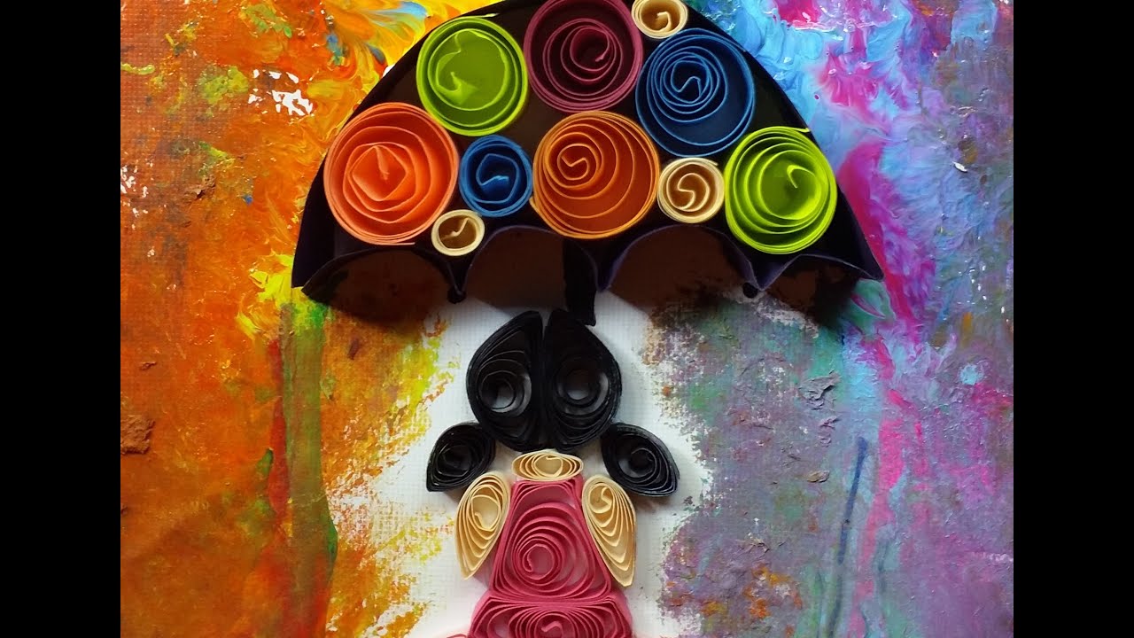 paper quilling rainy day girl