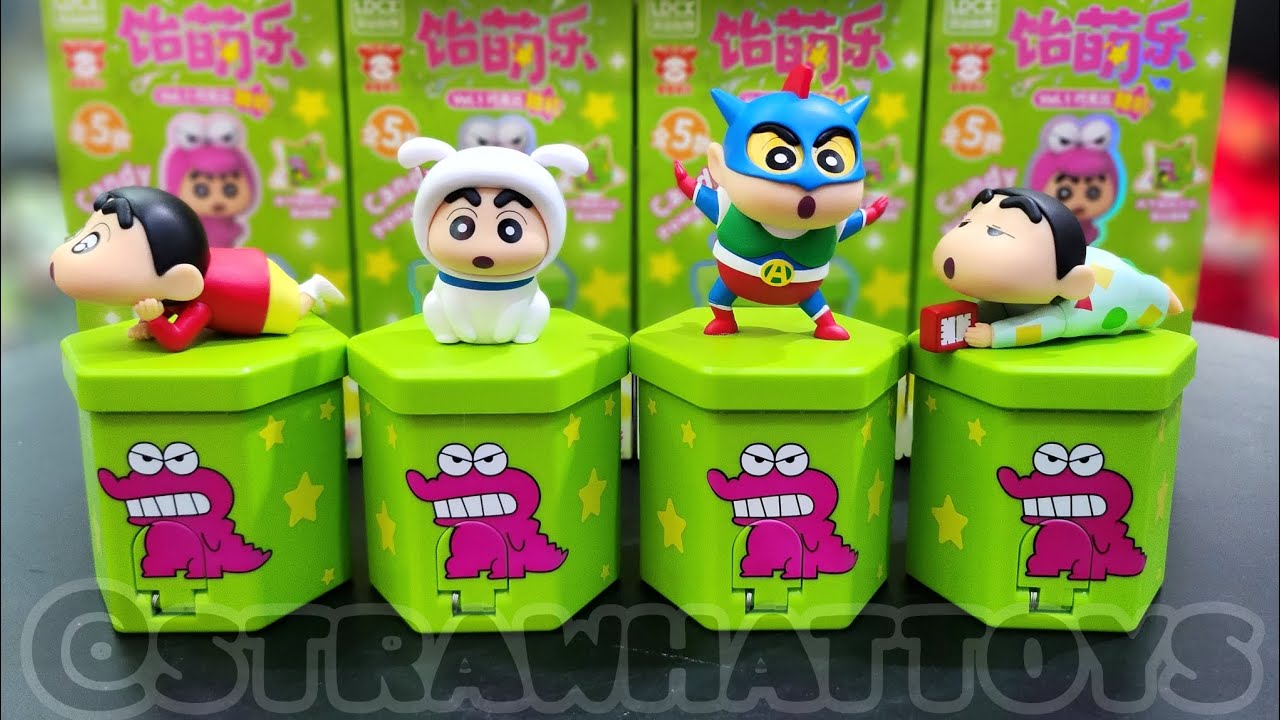 ASMR UNBOXING BLINDBOX SHINCHAN CANDY DISPENSER FULL SET 