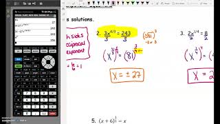A2  5.4 Solve Rational Exponent Equations