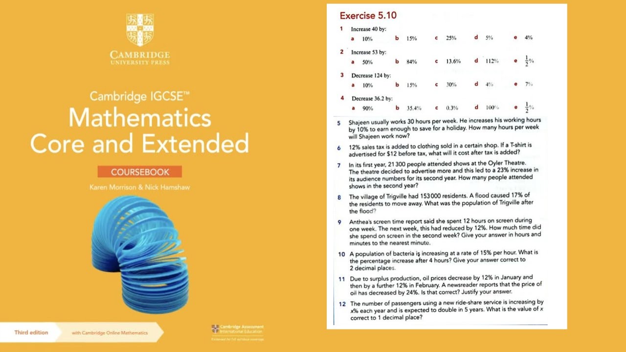 Exercise 5.10 Cambridge IGCSE Mathematics Core and Extended