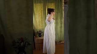 getting dressed in a regency day gown