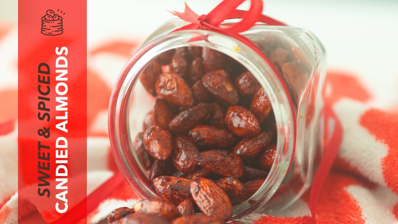 Healthy Sweet & Spiced Candied Almonds | No Refined Sugar | Stove top Candied Nuts
