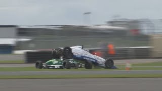 Formula Ford 1600 National Championship 2017. Race 1 Silverstone Circuit. Crash