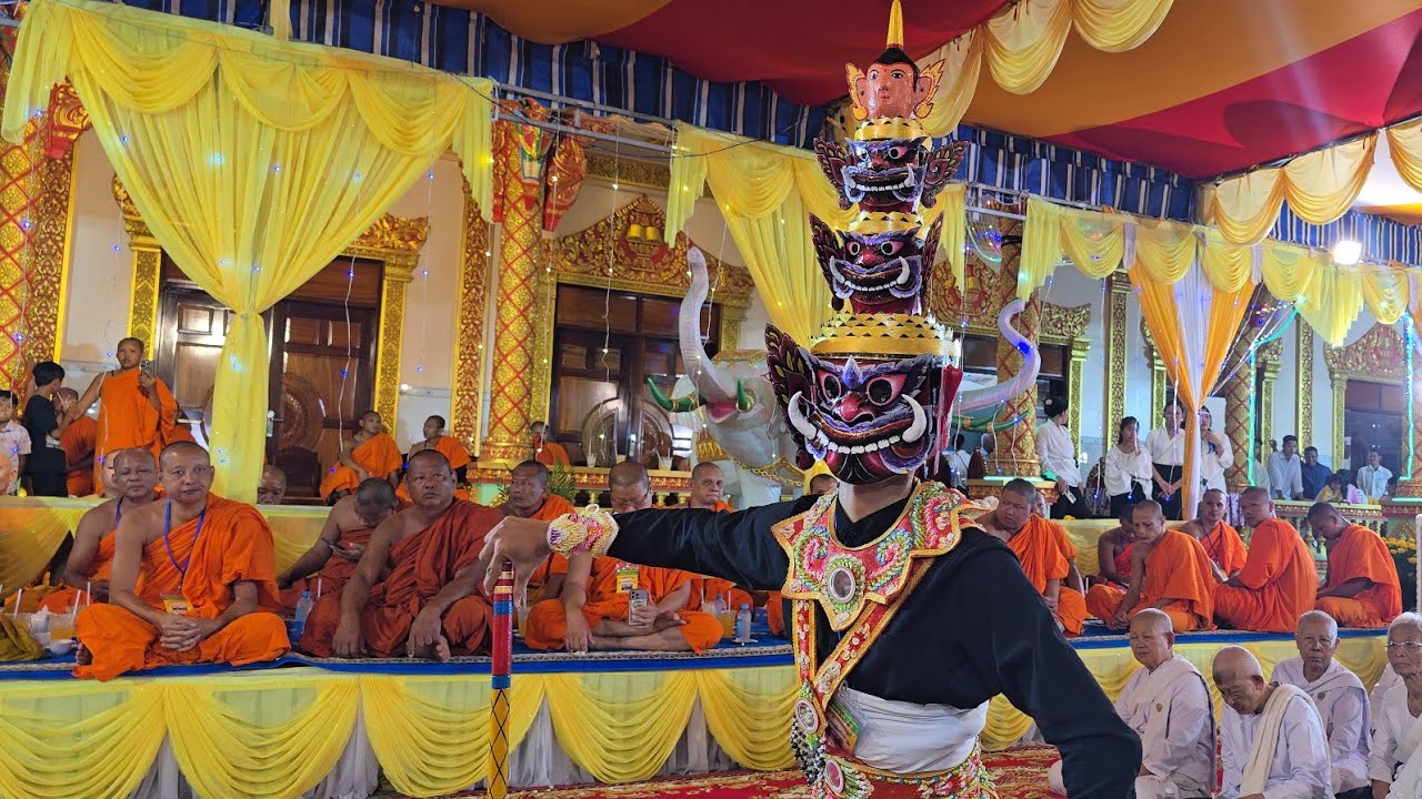 Chùa Âng/Sa dam múa chằng khỉ ngày lễ khánh thành trường Phật học pali/Sơn Tinh tv 