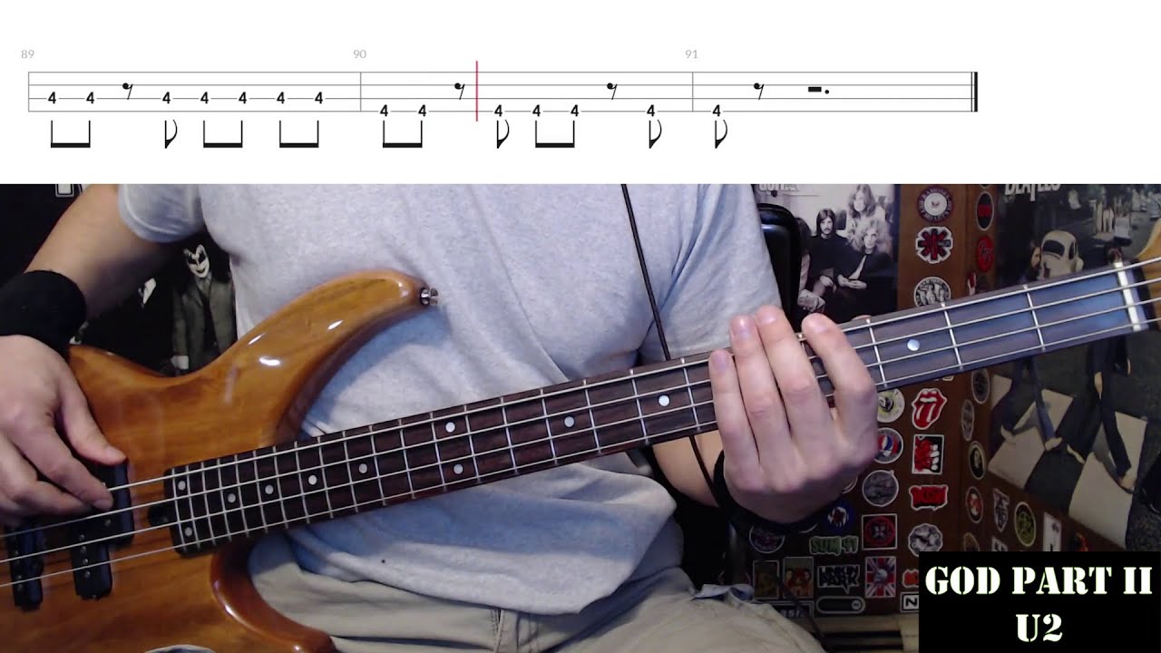 God Part II by U2 - Bass Cover with Tabs Play-Along