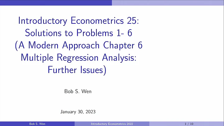 Solutions to Problems 1 to 6 (A Modern Approach Chapter 6) | Introductory Econometrics 25 - DayDayNews