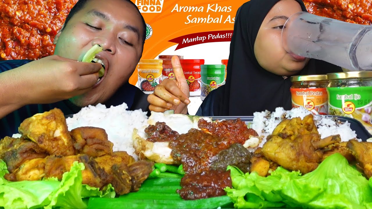 SAMPAI MENAMBAH❗ 5 JENIS SAMBAL ULEG MEMANG BUAT G!LA ❗❗ SAYUR HIJAU (mukbang malaysia)