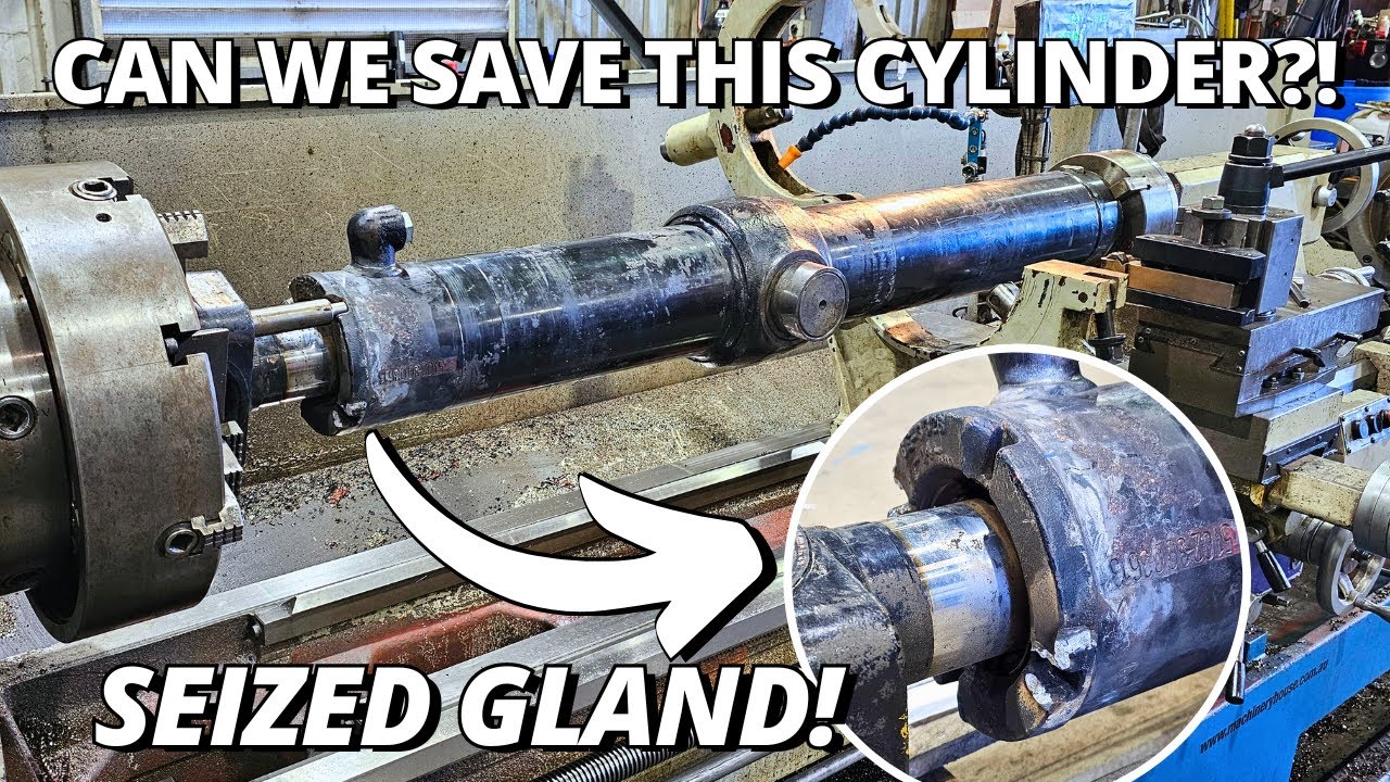 Can we SAVE This Cylinder with SEIZED Gland!? | Huge CAT 24M Motor Grader