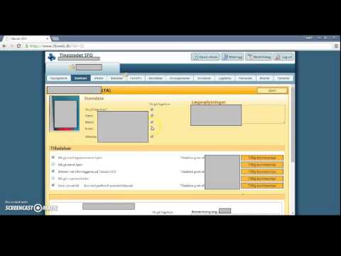 Tabulex - funktionerne Login, Stamkort, Beskeder og Tjenester