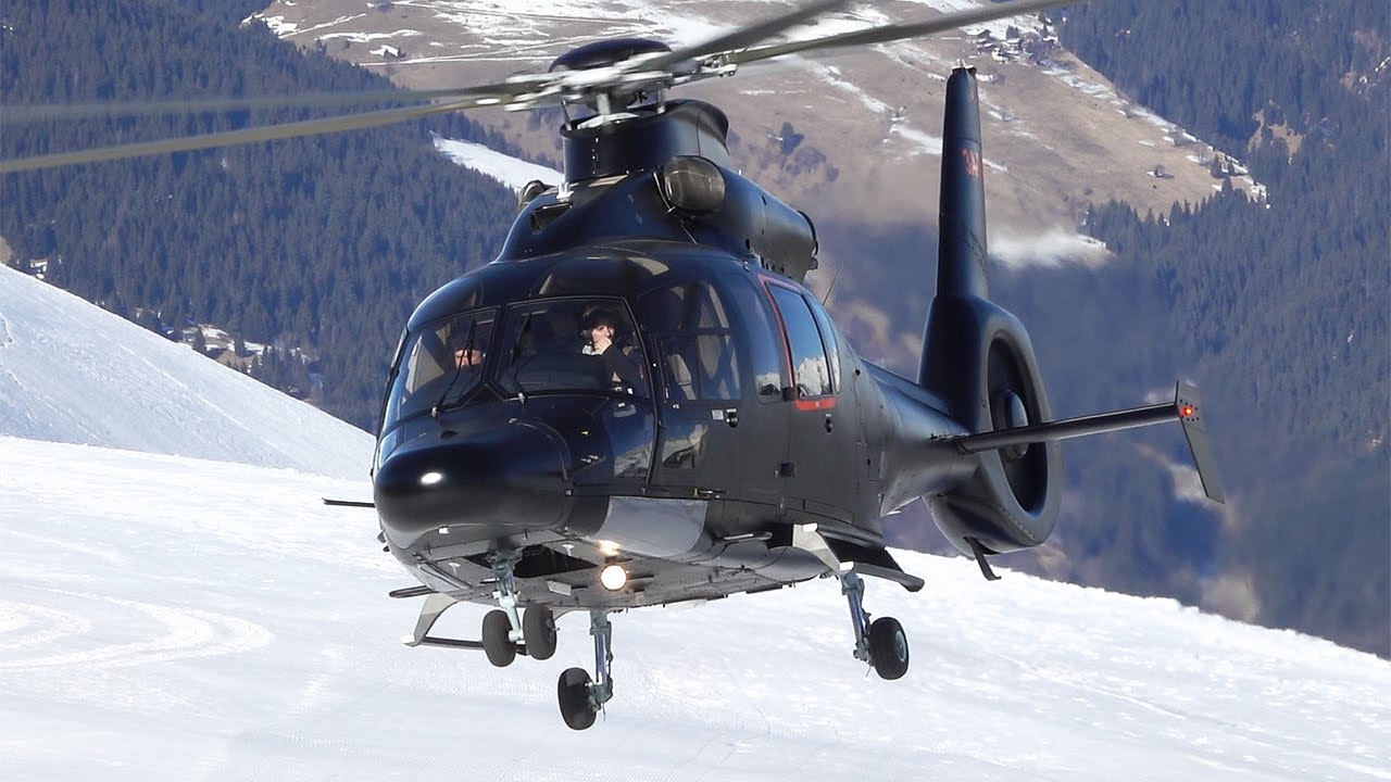 Luxury Airbus Helicopters H155 (Eurocopter EC155 B1) Landing at Courchevel LFLJ | #helicopter
