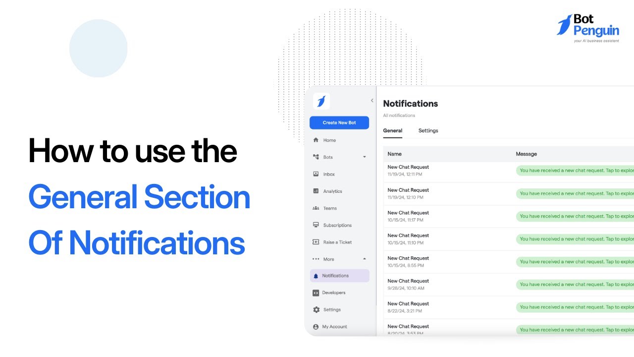 How to Use the General Section in Notifications | BotPenguin ...