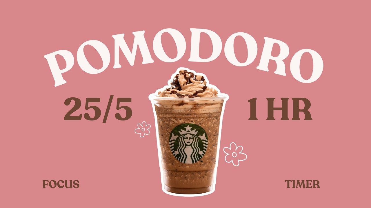 1-Hour 25/5 Pomodoro Timer 🤎 Rolo Frappuccino Study Mood | Cozy Lofi | Deep Focus | Classroom Music