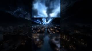 Epic Fantasy City: Breathtaking Scenery on a Thunderous Night! #Fantasy #Cityscape #Thunderstorm