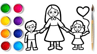 Happy Mothers day drawing | mother's day drawing for kids | Family drawing