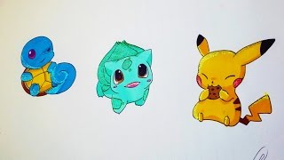Draw & Color - 3 cute Pokemons (shine)