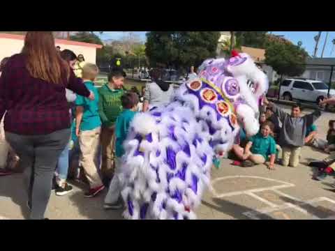 Playful Chinese Lion at Adelante Charter School