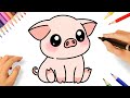 HOW TO DRAW A CUTE KAWAII PIG EASY STEP BY STEP ????❤️