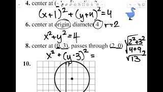 Equations of Circles (Unit 9 Lesson 8)