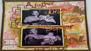 Mixed media layout a father is layout #35
Ï have a 12x12 mixed media layout in which i tried for a balance between masculine and feminine.
Products used are:
Chipboard from SCRAPMATTS. Retro squaresCB5142
Distress inks - worn lipstick, bundled sage and peeled paint
Heide swappe - Pink
ranger archival ink in coffee
Tim Holtz stampers anonymous stamp timbers
Perfect pearls Mixed media layout a father is layout #35
