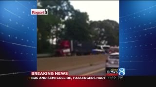 Semi-truck, bus collide on I-94