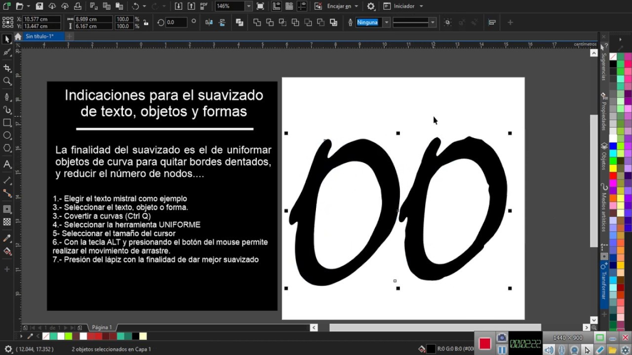 Suavizado de textos, objetos y formas en Corel Draw 2019