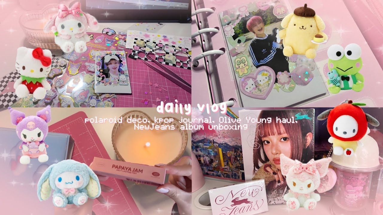 Daily vlog 🐇 polaroid deco, kpop journal, Olive Young haul, NewJeans album unboxing