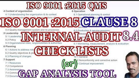 #ISO9001 #QMS #ISO ISO 9001 : 2015 clause 8.4 internal audit check lists | gap analysis | LWMRM