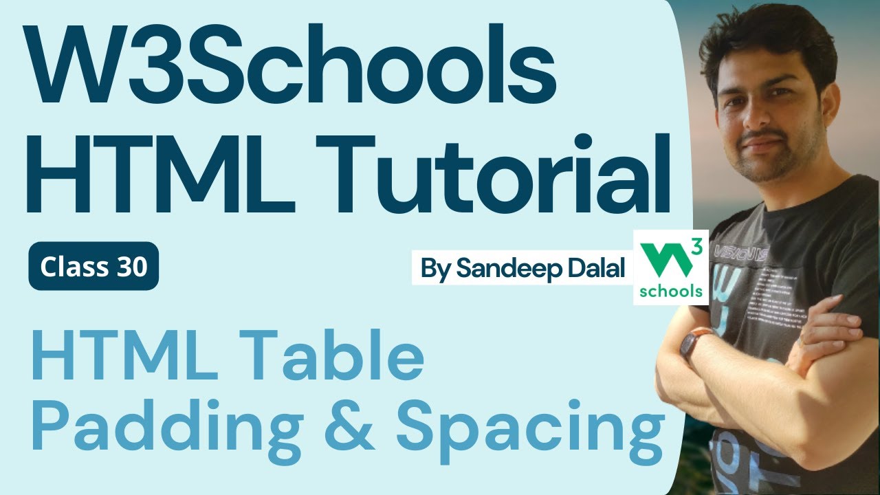 HTML Tutorial - HTML Table Padding & Spacing - W3Schools - In Hindi ...