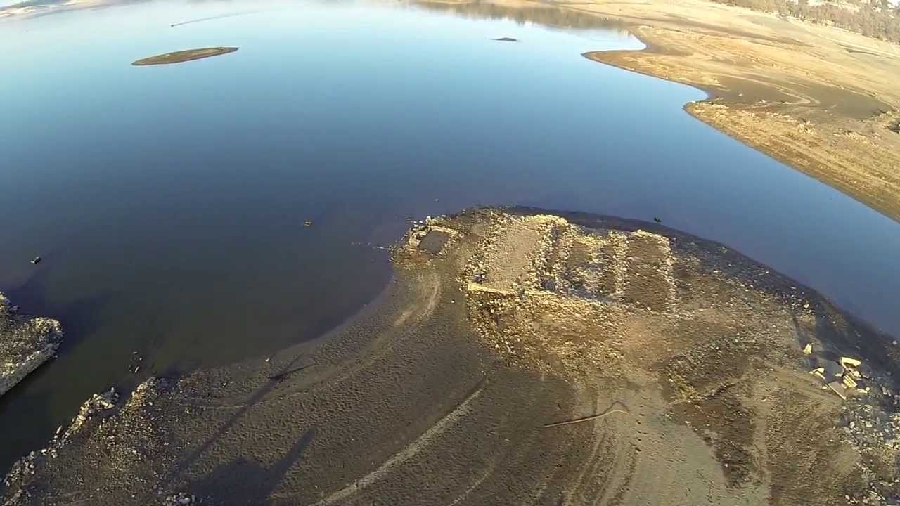 Mormon Island Ruin's under Folsom Lake aerial YouTube